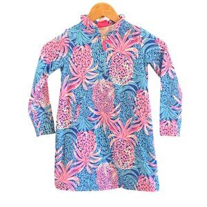 Lilly Pulitzer Girls Long-Sleeve Hooded Dress Pineapple Print Multicolor Cotton